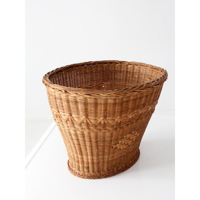 Brown Vintage Woven Wicker Basket For Sale - Image 8 of 12