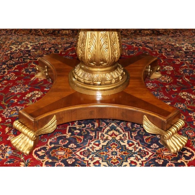 1990s Mahogany Neo Classical Regency Style Marble Top Dining Center Table For Sale - Image 9 of 10