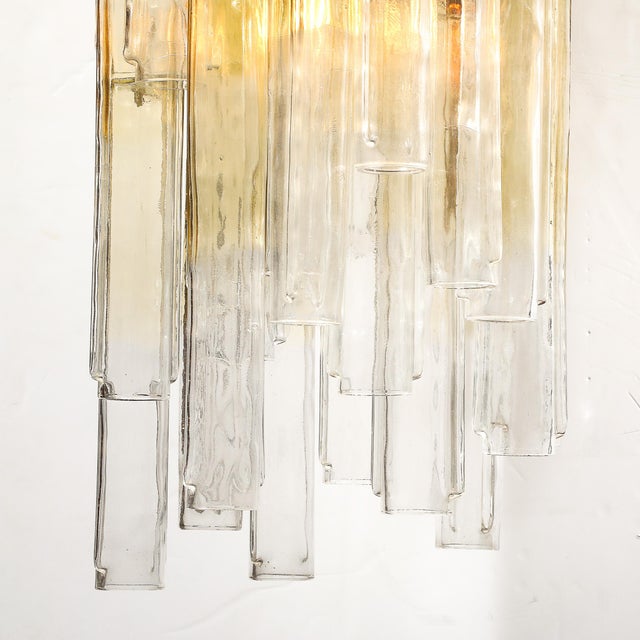Mid-Century Modern Mid-Century Large Muted Citrine Calza Glass Chandelier Signed Venini For Sale - Image 3 of 18