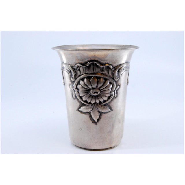 Silver Cup with Flower and Leaf Edge Reliefs For Sale - Image 9 of 10