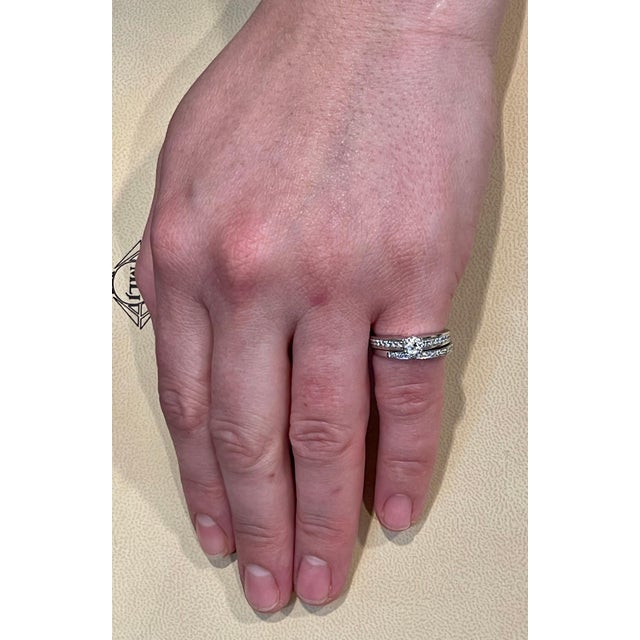 Metal 0.80 Carat TDW Solitaire Round Center Diamond 14 Karat White Gold Ring and Band For Sale - Image 7 of 18