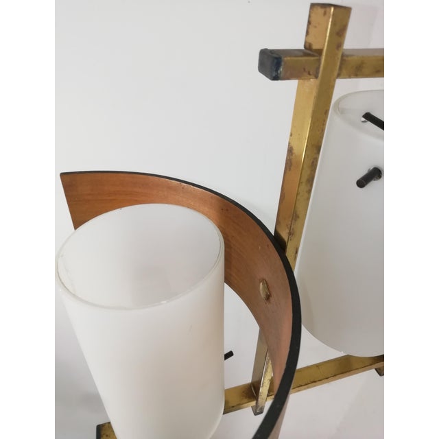 Brown Vintage Italian Brass and Glass Chandelier, 1950s For Sale - Image 8 of 10