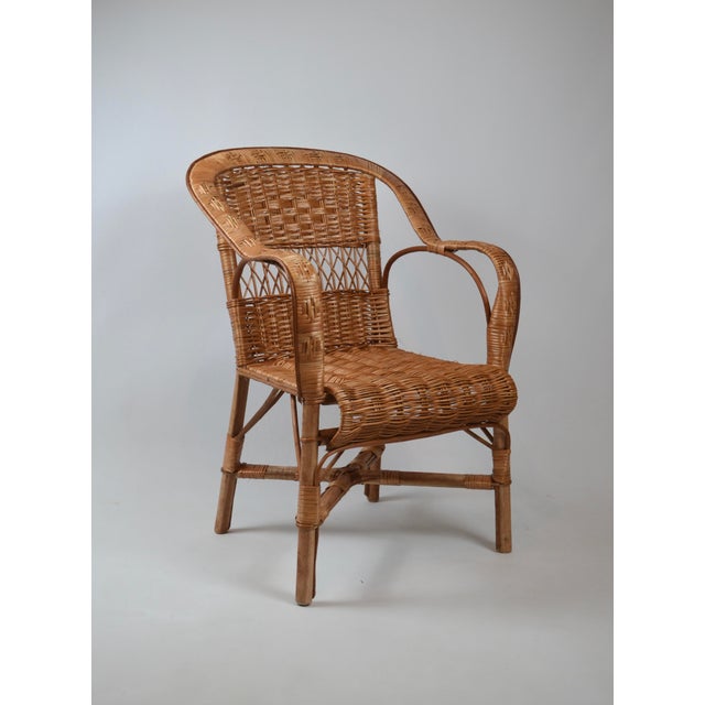 French Provincial Rattan Armchair For Sale - Image 4 of 16