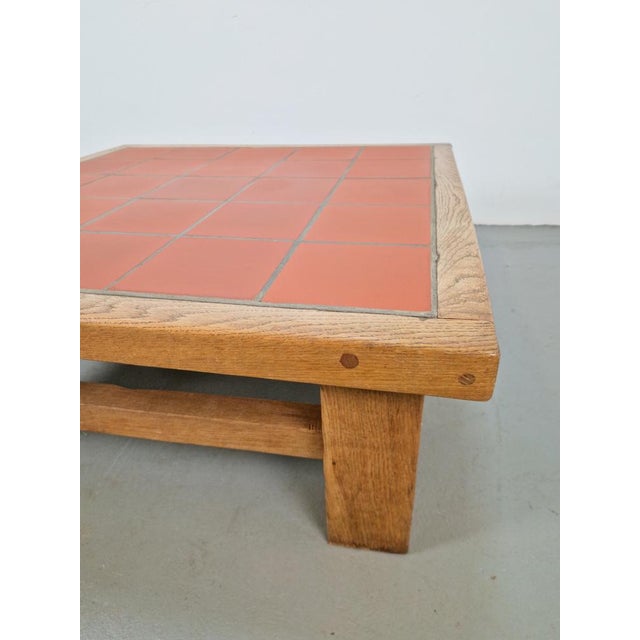 Brutalist Oak Coffee Table with Terracotta Tiles, 1950s For Sale - Image 12 of 15