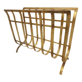 Vintage Gold Magazine Rack, 1970s For Sale