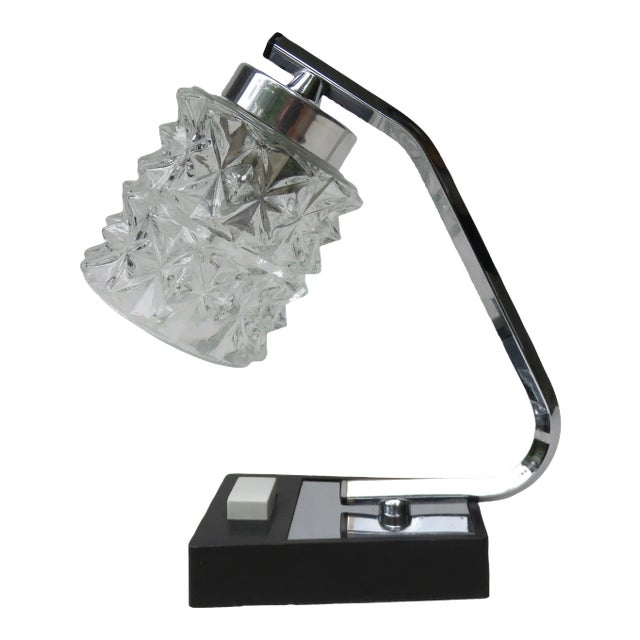 Chrome-Plated and Clear Bubble Glass Table Lamps from Richard Essig, 1960s, Set of 2 For Sale