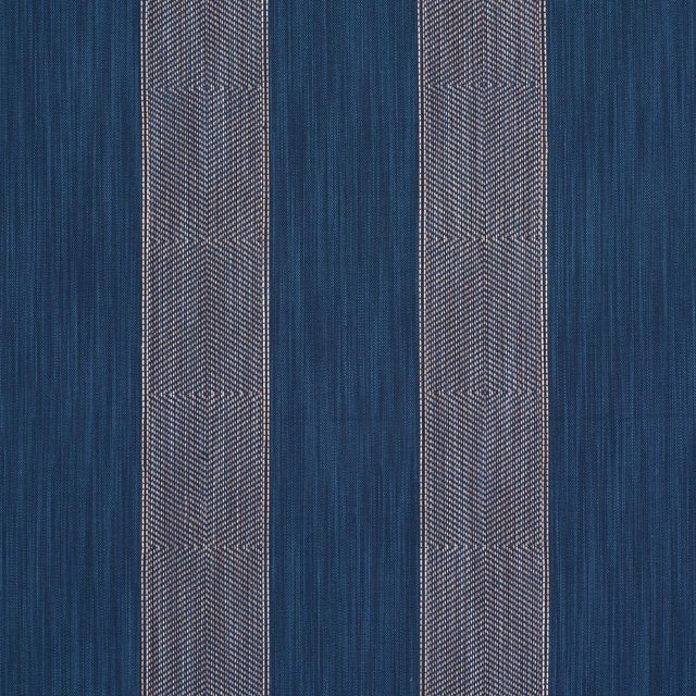 Schumacher Universal Stripe Fabric In Indigo For Sale