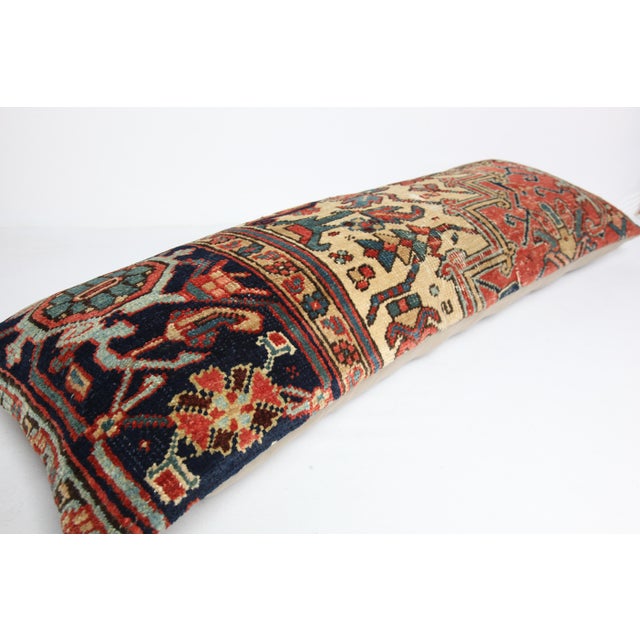 Art Deco Antique Persian Heriz Lumbar Rug Pillow – Rare Handwoven Textile -16'' X 43'' For Sale - Image 3 of 10