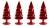 Mercury Glass Trees, Set of 4, 9" Tall, Red For Sale