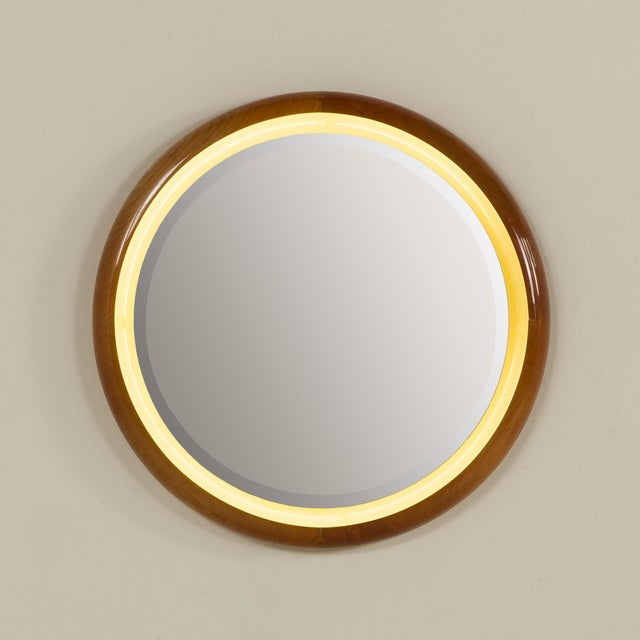 This impressive Italian XL mirror from the 1970s is a beautifully crafted statement piece that combines minimalist design...