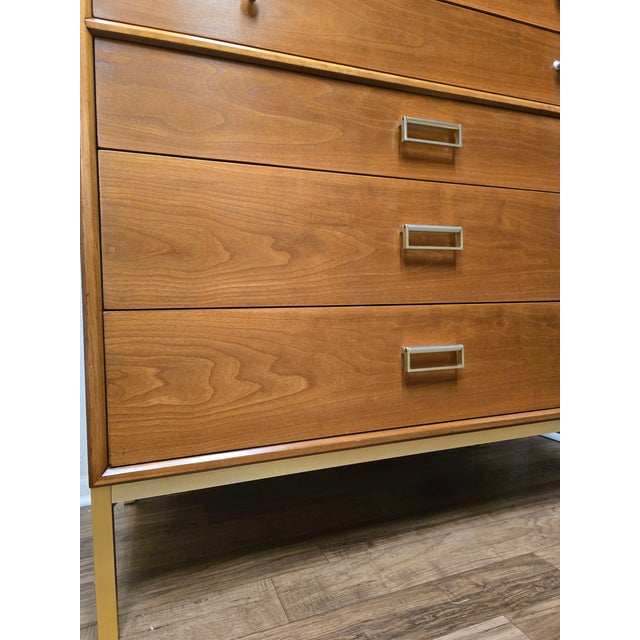 Wood Drexel MCM Mid-Century Cherry “Sun Coast” Tall Dresser / Highboy Designed by Kipp & Stewart For Sale - Image 7 of 10