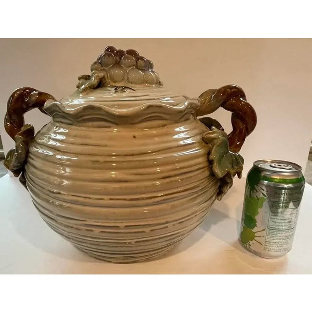 Ceramic Italian Pottery Soup Tureen - Grapes With Twisted Vine Handles For Sale - Image 7 of 8