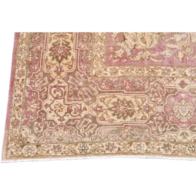 1960s 1960s Rose Pink 10x16 Wool Unique Designer Turkey Vintage Rug For Sale - Image 5 of 11