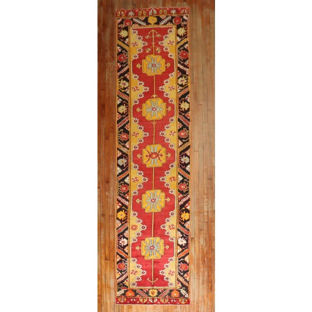 Early 20th Century Zabihi Collection Karapinar Bright Turkish 13 Foot Runner - 3'2" x 13' For Sale - Image 10 of 10