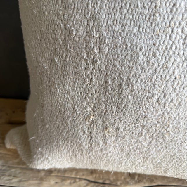 Mid-Century Modern Vintage Rug Pillow Cover With Original Seams For Sale - Image 3 of 7