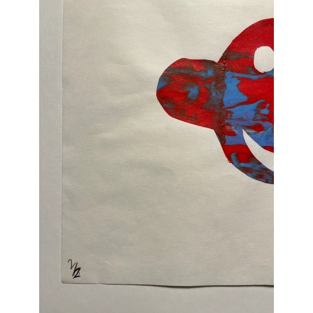 1998 "Happy Face" Abstract Woodcut Print For Sale - Image 4 of 5