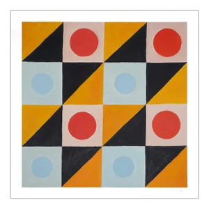 2023 "Golden Beehive" Geometric Grid Acrylic Painting on Watercolor Paper by Natalia Roman