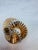 Mid‑Century Jomaz Gold‑Tone Architectural Medallion Brooch With Crystal Crescent For Sale - Image 4 of 6