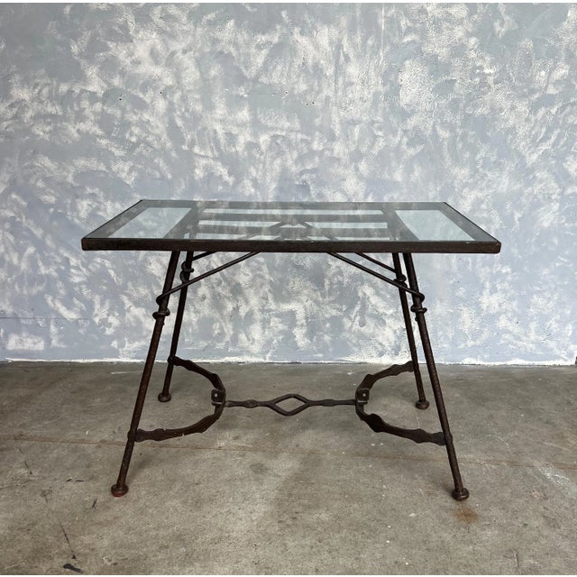 Mid-Century Modern French Hand Crafted Iron End Table For Sale - Image 3 of 13