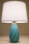 A visually dynamic and elegantly styled Art pottery sculpture Aqua Swirl glazed ceramic table lamp designed and produced...