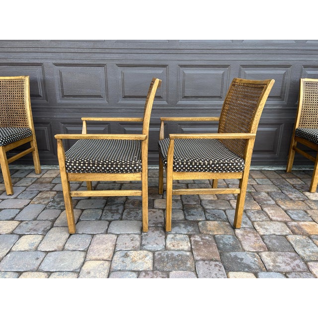 Wood Set of 6 Mid 20th Century Lane Furniture Brutalist Mid Century Modern Cane Back Dining Chairs For Sale - Image 7 of 12
