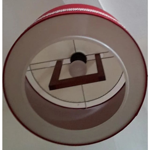 German Scandinavian Style Ceiling Lamp in Teak, Plastic & Red Fabric from Aro-Leuchten, 1970s For Sale - Image 4 of 11