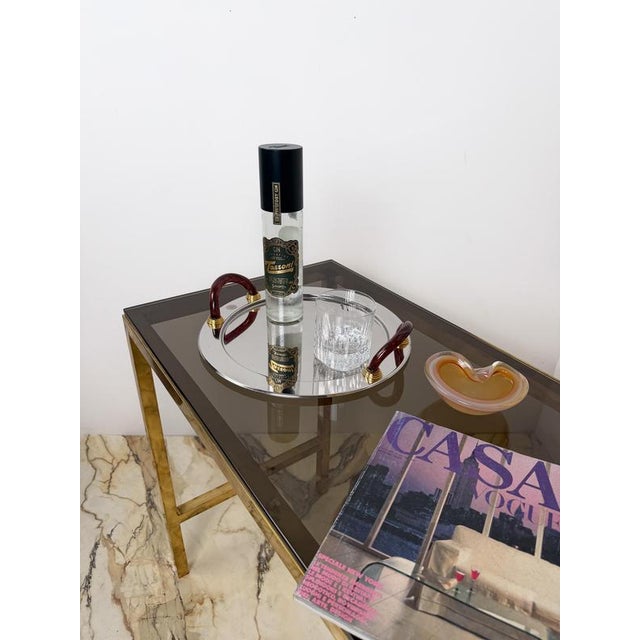 Vintage Italian Round Tray with Violet Murano Glass Handles, 1980s For Sale - Image 4 of 17