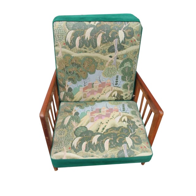 Italian Green Walnut Armchair, 1940s For Sale