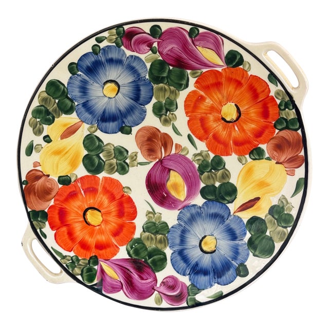 Made in Czechoslovakia Vintage Ditmar Urbach Hand Painted Decorative Serving Plate For Sale