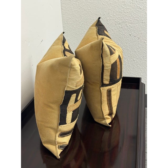 Kuba Cloth Decorative Pillows, Pair For Sale - Image 4 of 12