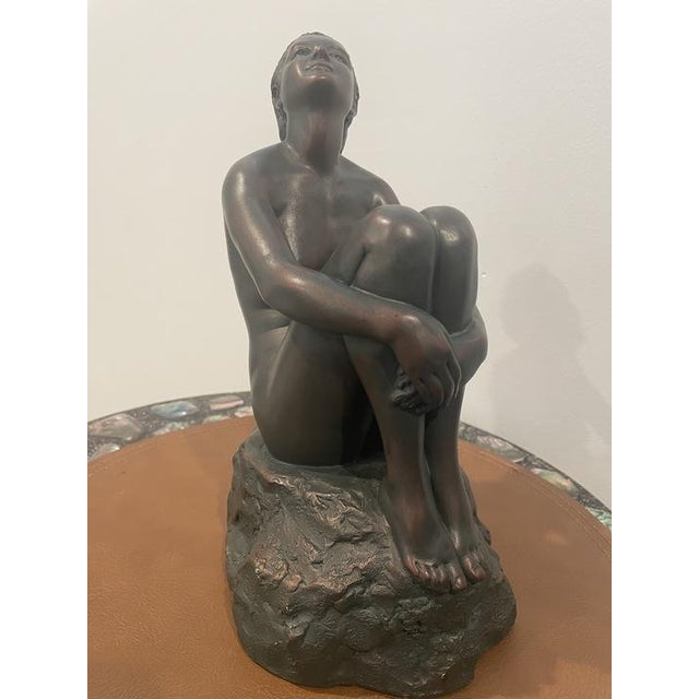 Art Deco Austin Productions Art Deco Seated Woman Sculpture in Durastone For Sale - Image 3 of 14