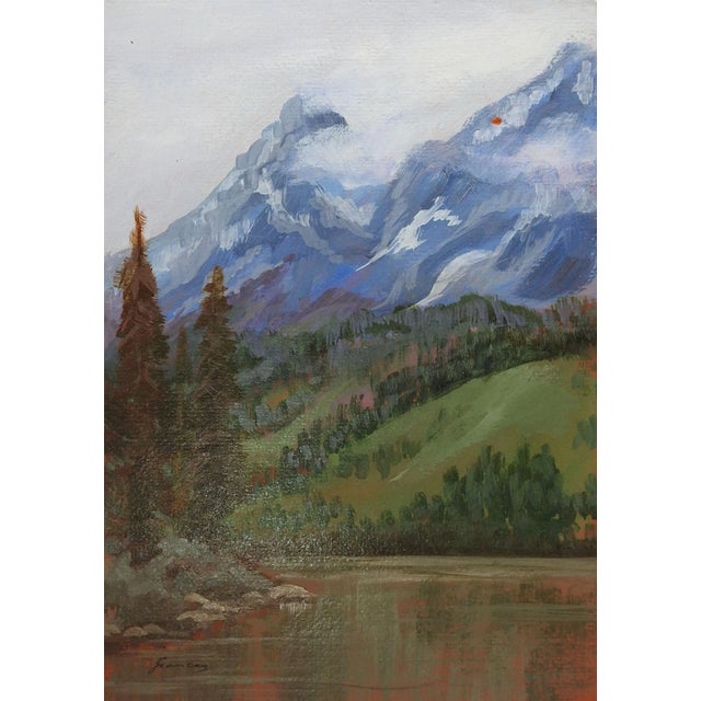 Late 20th Century Mountain River Landscape Painting For Sale