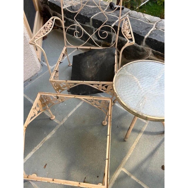 1970s 1970s 6 Piece Wrought Iron Meadowcraft Conversation Set, Attributed For Sale - Image 5 of 6