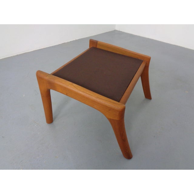 Beige Vintage Teak Ottoman, Denmark, 1960s For Sale - Image 8 of 12