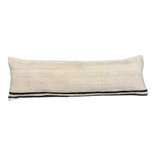 Turkish Hemp Pillow Cushion Natural Beige Black Cushion Cover 14x45 For Sale