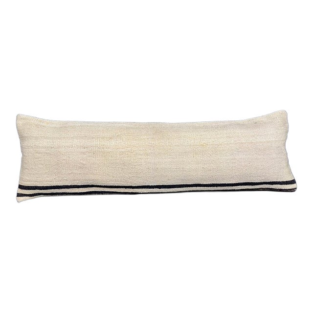 Turkish Hemp Pillow Cushion Natural Beige Black Cushion Cover 14x45 For Sale