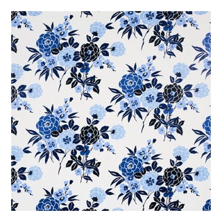 Sample - Schumacher Valentina Floral Wallpaper in Blues For Sale