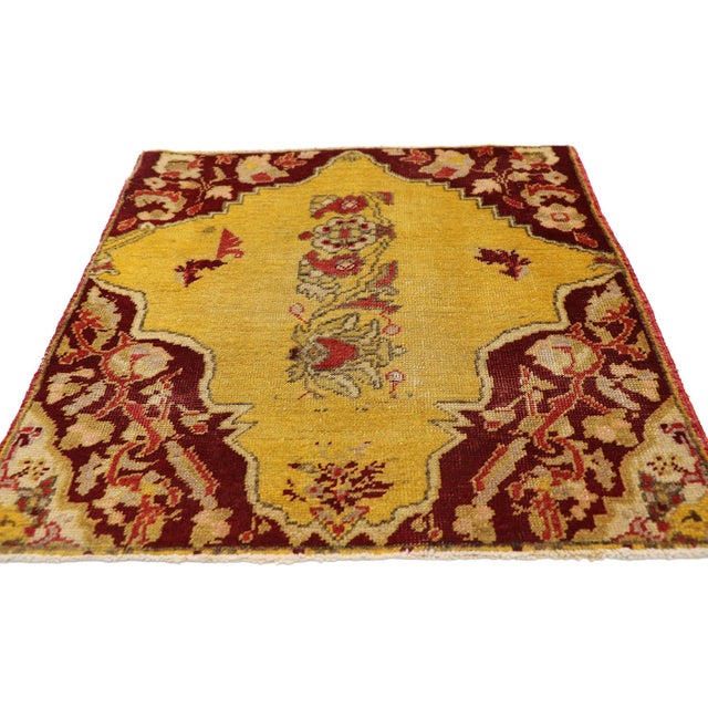Modern Vintage Turkish Yastik Rug - 02'00 X 02'02 For Sale - Image 3 of 8