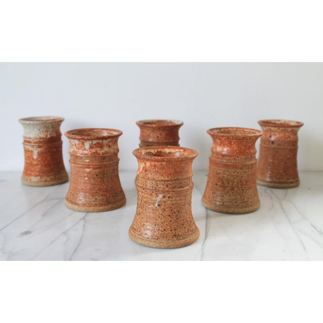 Mid-Century Modern Studio Art Pottery Mugs S/6 For Sale - Image 3 of 7