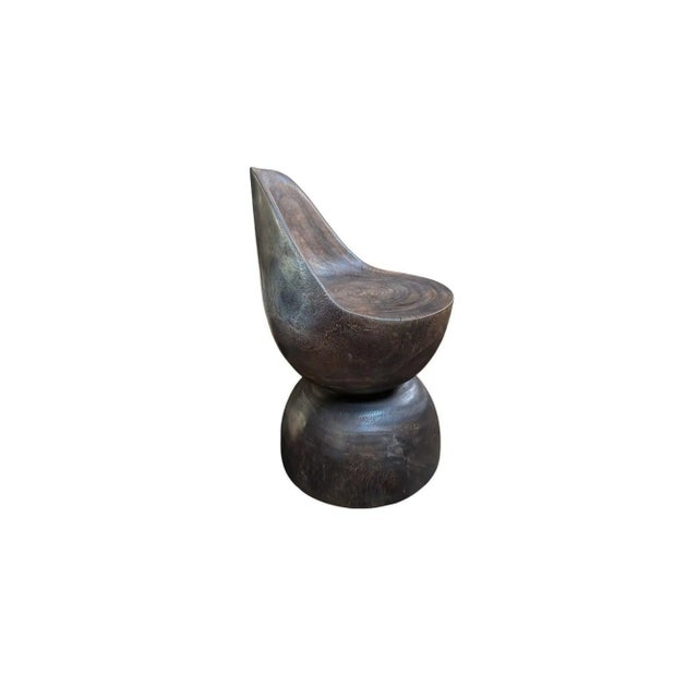 Sculptural Chair Carved From Solid Suar Wood Modern Organic, Espresso Finish For Sale - Image 4 of 9