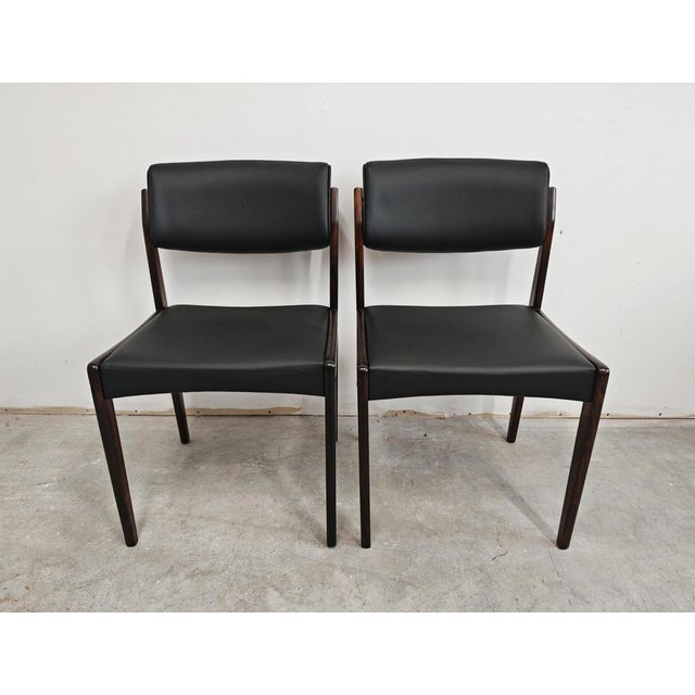 Mid-Century Modern Dining Chairs in Rosewood and Leather from Bramin, 1960s, Set of 6 For Sale - Image 4 of 13