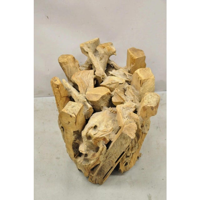 Wood Vintage Mid Century Modern Teak Wood Root Driftwood Coffee Table Pedestal Base For Sale - Image 7 of 11
