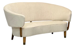 Aage Sattrup, Beech, Fabric, Floating Sofa, Denmark, 1950s
