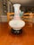 Chinese Mid 20th Century Chinese White & Pink Riticulated Ceramic Vase With Dragon Handles and Stand, Chinoiserie Decor For Sale - Image 3 of 12