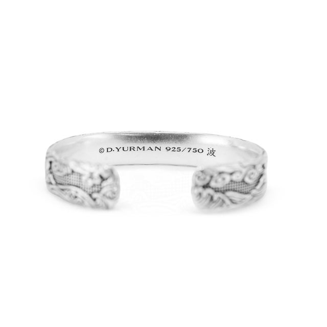 Men’s David Yurman Waves Sterling Silver & 18k Yellow Gold 12mm Cuff Bracelet For Sale In Houston - Image 6 of 8