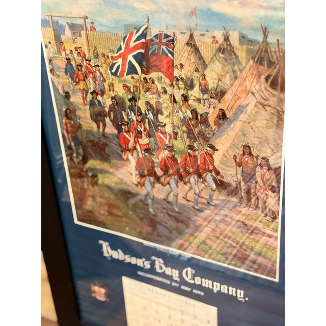 Mid-Century Modern Rare 1956 Hudson’s Bay Company Calendar Framed Canadian Historical Print For Sale - Image 3 of 7