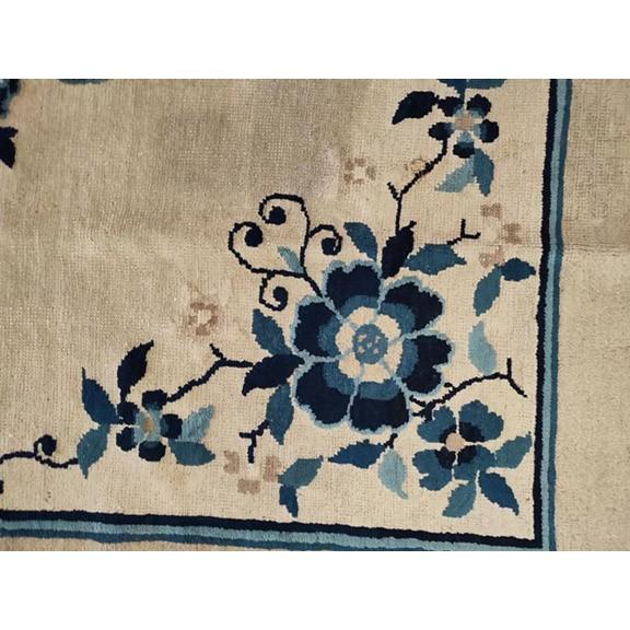 Textile 1890s Ivory Vase Medallion Antique Chinese Peking Rug 9' 3" X 11' 9" Wool Carpet For Sale - Image 7 of 10