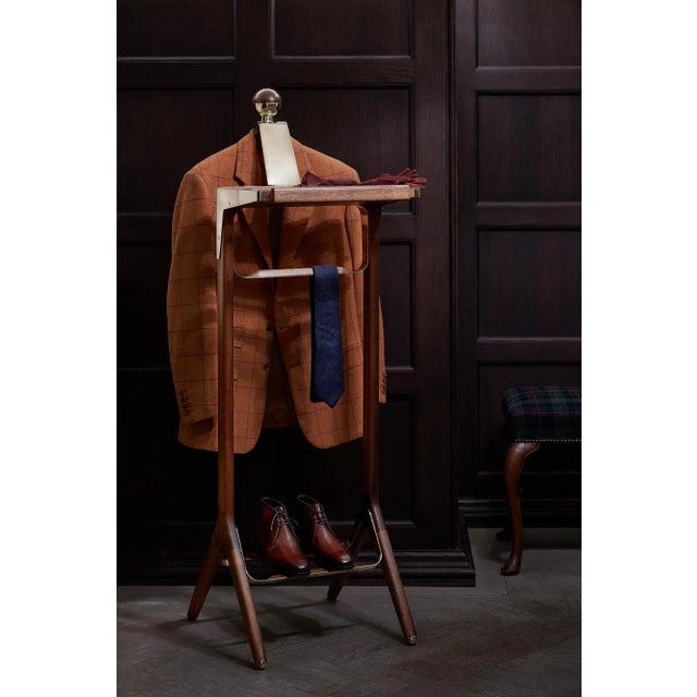 Not Yet Made - Made To Order Classical Valet Stand in Brass & Black Walnut by Honorific For Sale - Image 5 of 12
