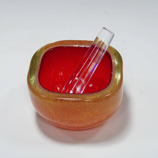 Bowl in Red Sommerso Glass, Flavio Poli for Seguso Murano 1940s An art glass bowl designed by Flavio Poli and manufactured...