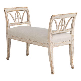 19th C. Swedish Gustavian Lindome Painted Window Bench For Sale